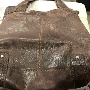 FOSSIL BROWN LEATHER LARGE MESSENGER SATCHEL TOTE